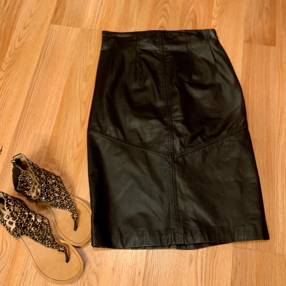 *Real Black Leather* Pencil Skirt by CHIA~ SIZE 4